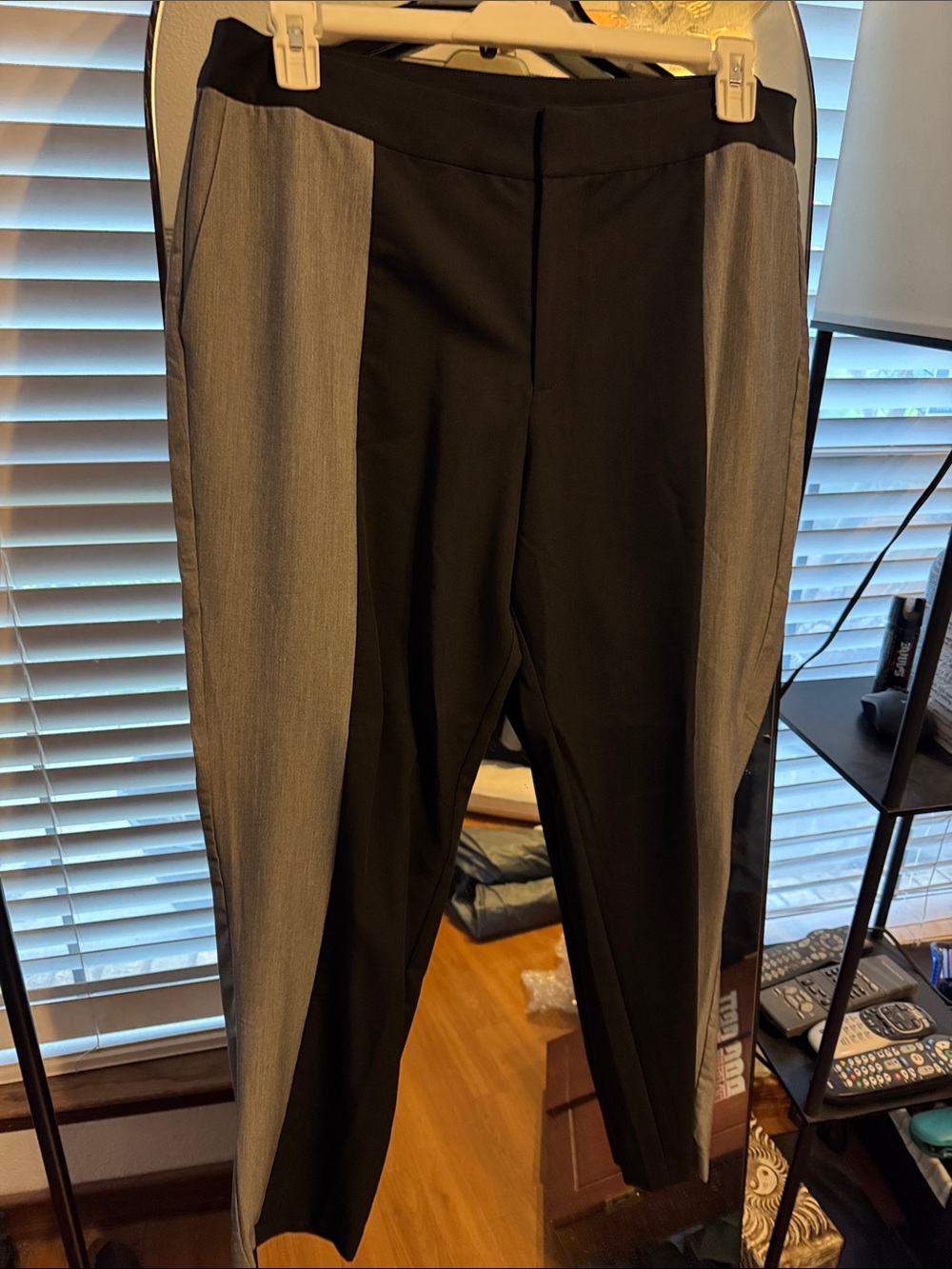 Eloquii Black and Gray Slim Tapered Dress Pants